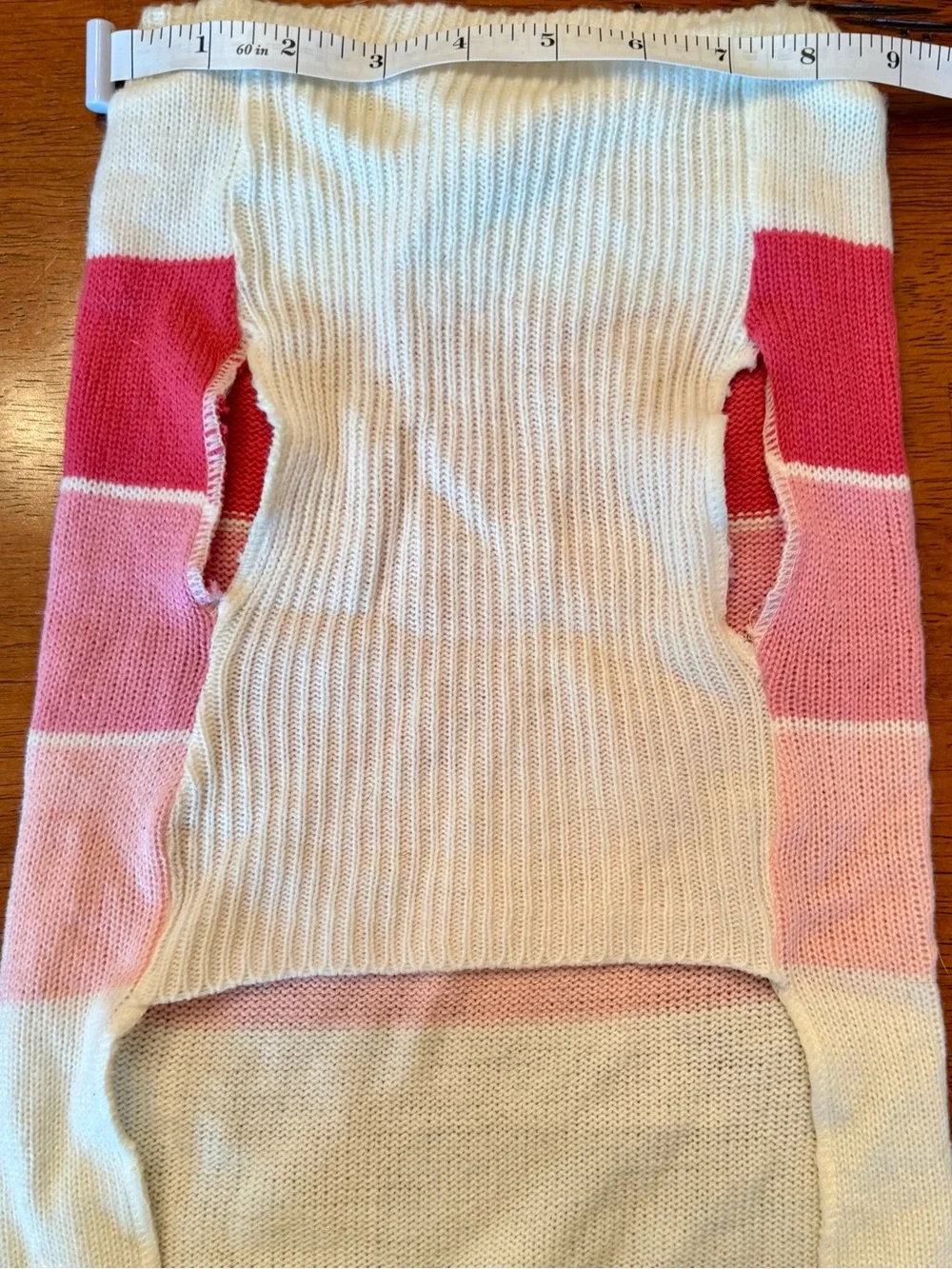 Top Paw Cream and Pink Striped Dog Sweater